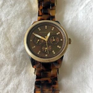 Michael Kors tortoise and gold watch